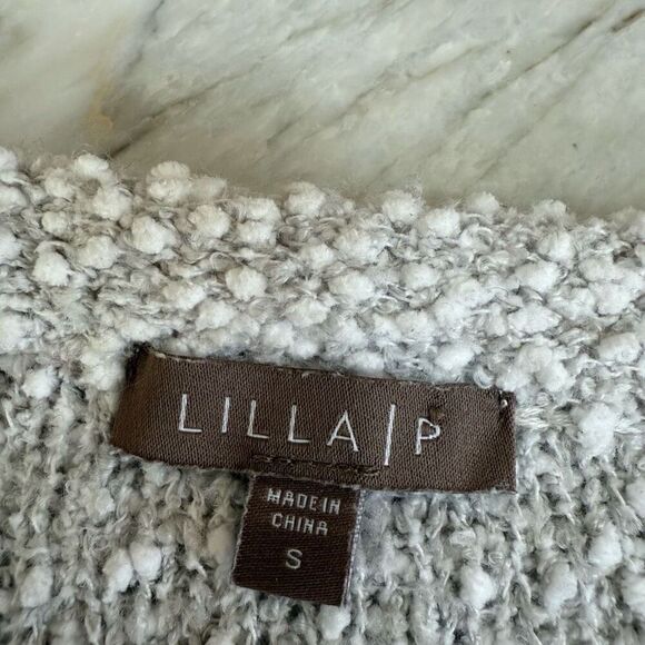 Lilla p textured grey tie shoulder sweater size S - Picture 4 of 7